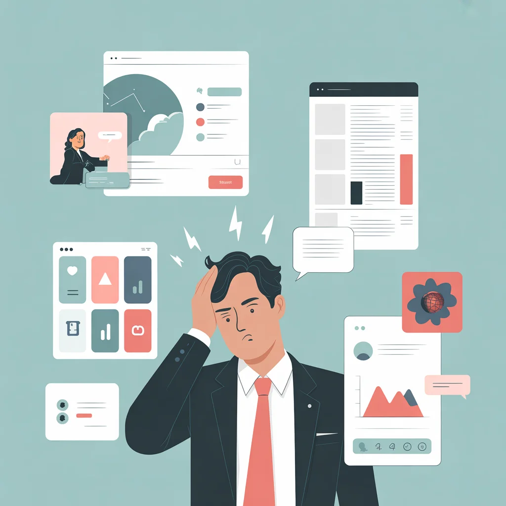 Illustration: Überfordert von vielen Business-Tools