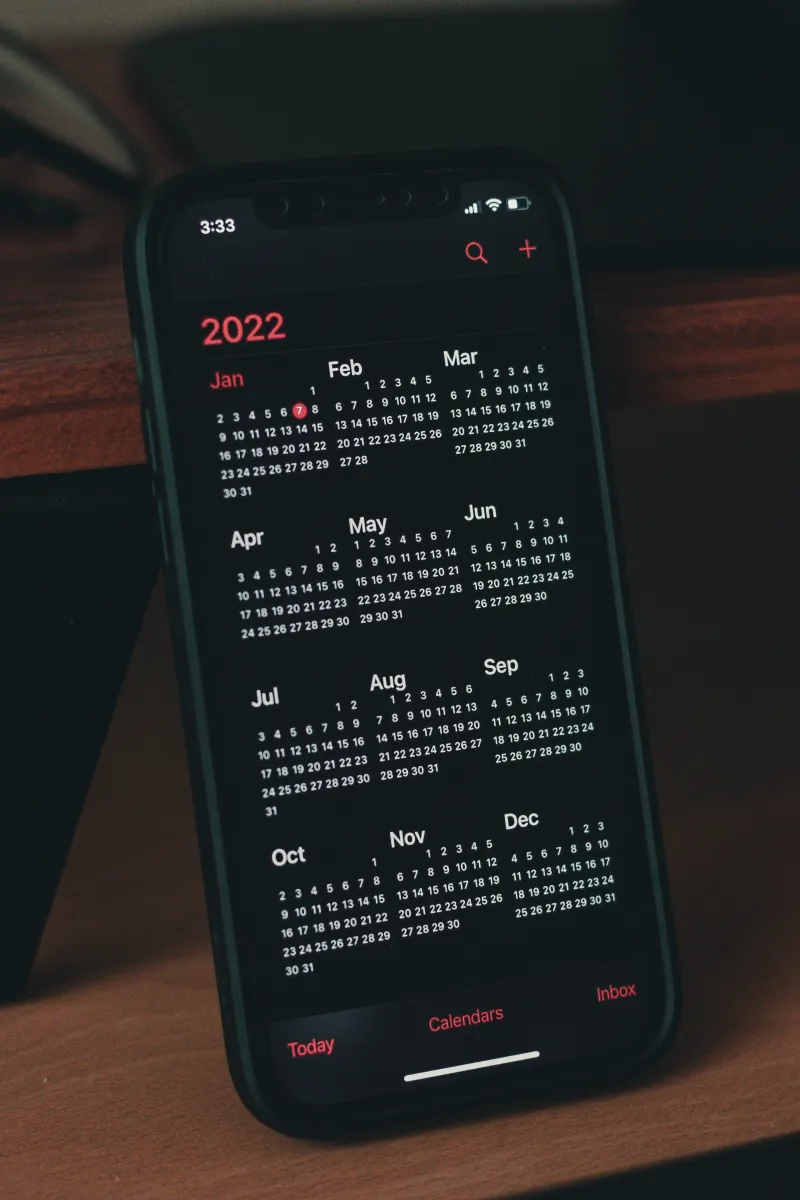 iPhone mit Apple Kalender Jahresansicht